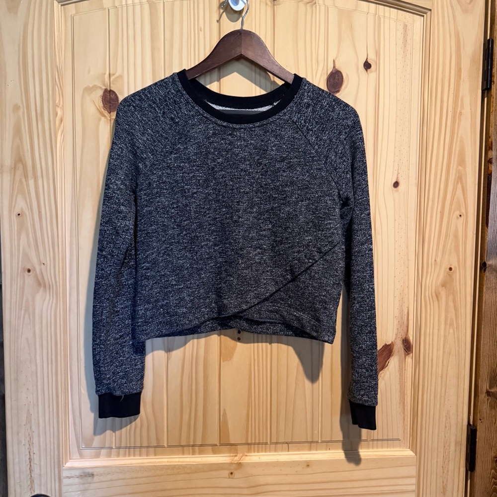 Fabletics Keeva Pullover Speckled Crisscross‎ French Terry Black XS Sweatshirt